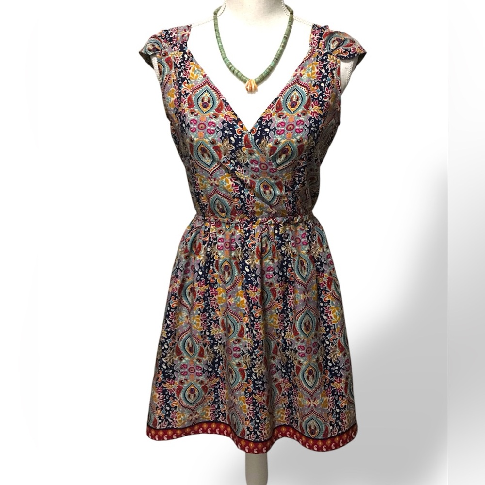 Pinky  Paisley V-Neck Mini Dress